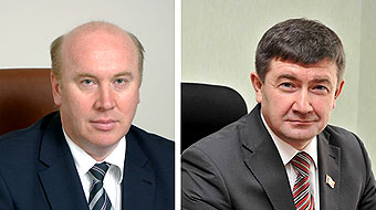 Бывший и новый и.о. министры здравоохранения Удмуртии Владимир Музлов и Алексей Чуршин.